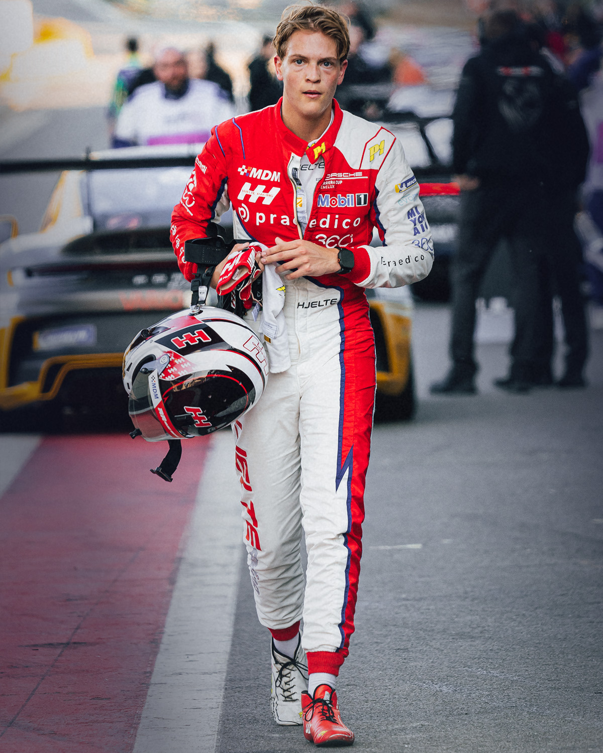 Hjelte Hoffner in the pit lane