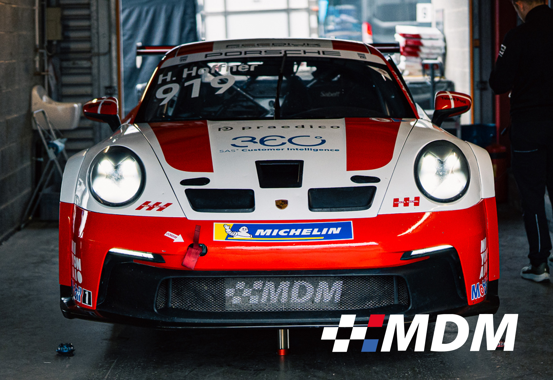 Hjelte's Porsche 992 GT3 Cup in the MDM Motorsport garage